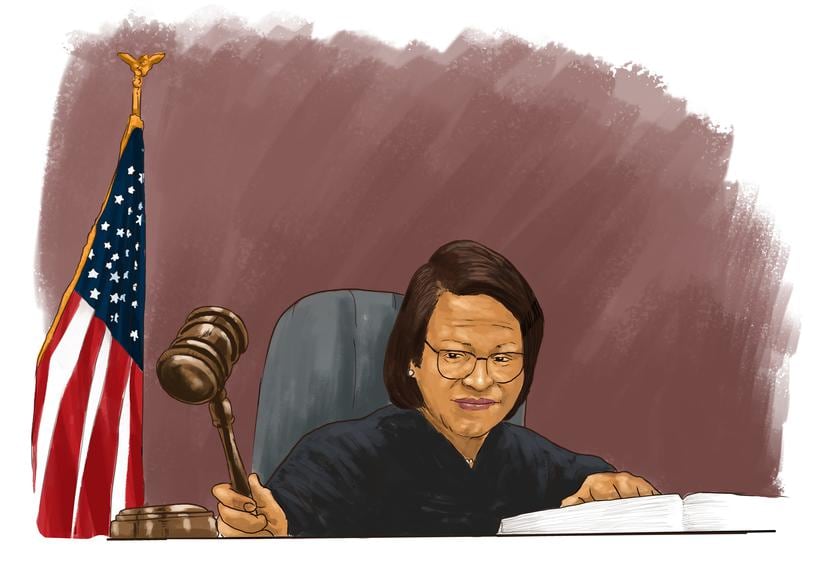 La jueza Laura Taylor Swain en una ilustración de Ramón Sandoval.