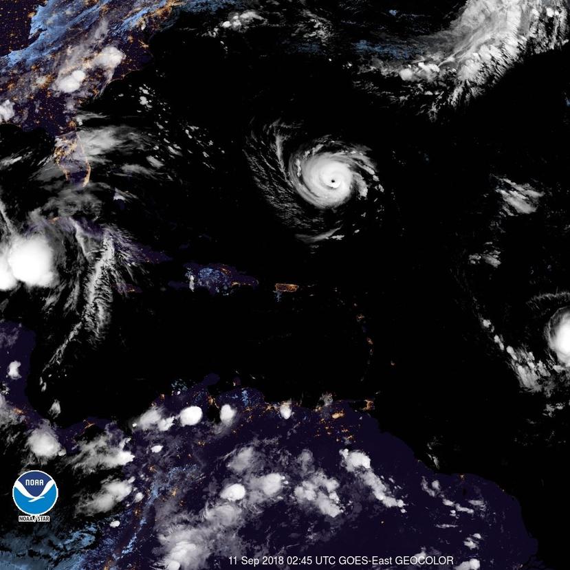 Vista de satélite del huracán Florence al norte de Puerto Rico. (Captura / NOAA)