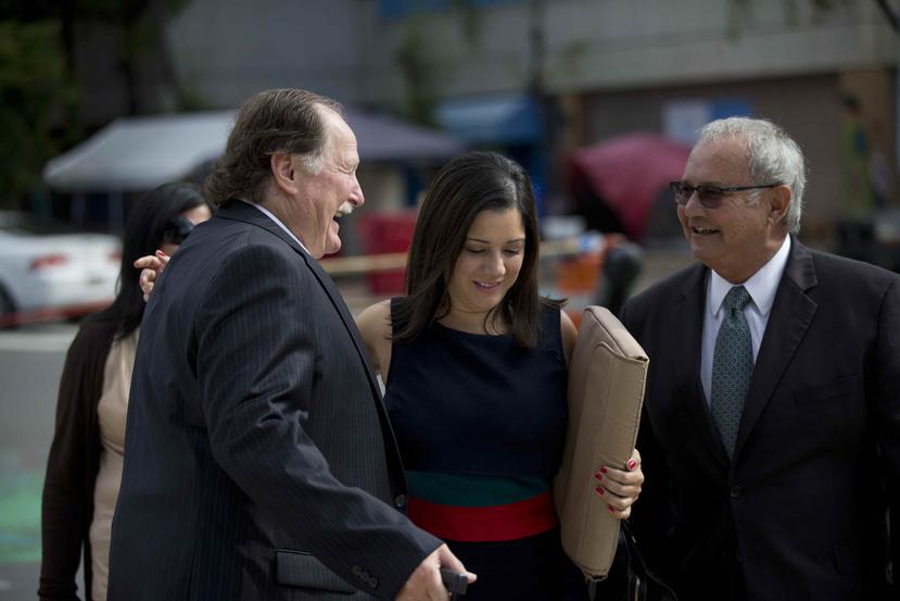La acusada Sally López a su llegada al Tribunal Federal.