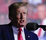El expresidente estadounidense Donald Trump en un evento en Waukesha, Wisconsin, el 5 de agosto del 2022.  (Foto AP/Morry Gash)