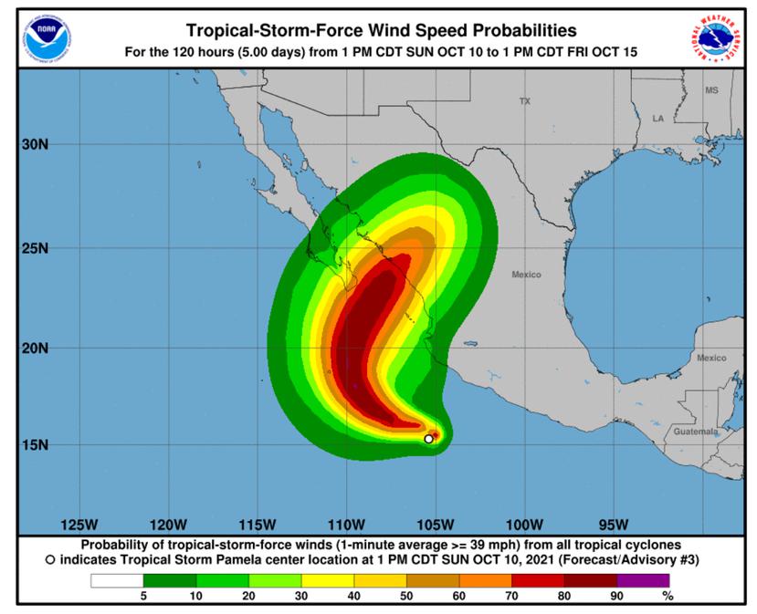 La tormenta tropical Pamela impactaría México.