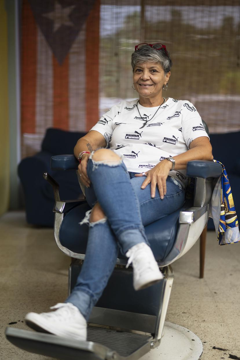 Letty Martínez Afanador on August 11, 2022 at her barbershop at Utuado's town center.