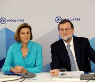 El líder del PP, Mariano Rajoy, durante la reunión del Comité Ejecutivo Nacional del partido, en el que se integran la cúpula del partido y los líderes regionales. (EFE)