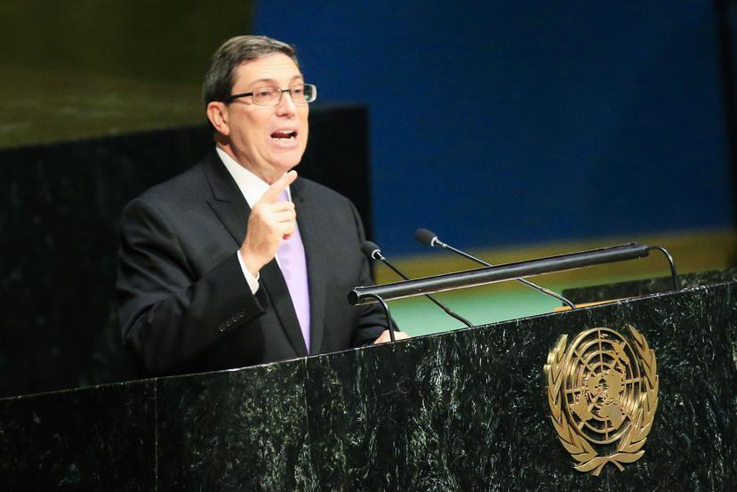 El secretario de Relaciones Exteriores de Cuba, Bruno Rodríguez, pronuncia un discurso ante los miembros delegados hoy, martes 27 de octubre de 2015, durante una sesión de la Asamblea General en la sede central de Naciones Unidas en Nueva York (EE.UU.).