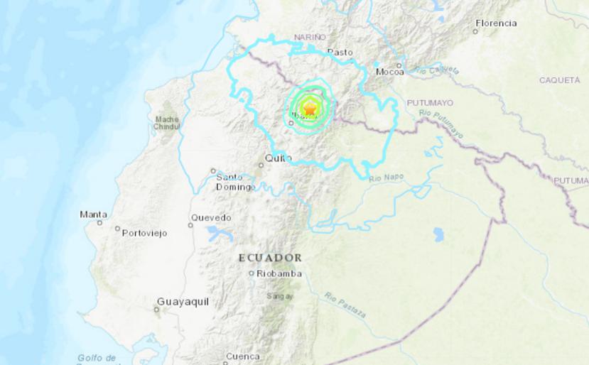 Mapa del lugar donde registró el sismo en Ecuador.