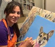 La puertorriqueña Michaela Soto se dedica a trabajar obras en óleo sobre lienzo de mascotas.