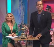 La locutora y presentadora Deddie Romero y Georgie Navarro durante el segmento “El cuadro de Georgie” del programa “PR en Vivo” de TeleOnce.