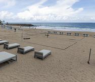Vista parcial de las canchas para el Puerto Rico Beach Tennis Extravaganza que comenzará el miércoles en el Hotel La Concha y contará con la presencia de los mejores jugadores internacionales.