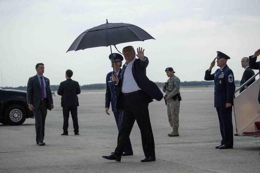 El presidente Donald Trump llega a la Base de la Fuerza A rea Andrews en Maryland, el jueves 30 de mayo de 2019. (AP)