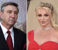 Britney Spears, a la derecha, pidió en documentos judiciales el 22 de septiembre de 2021 que termine la tutela que ha llevado su padre, James Spears (a la izquierda) que ha controlado sus finanzas y asuntos personales desde 2008.