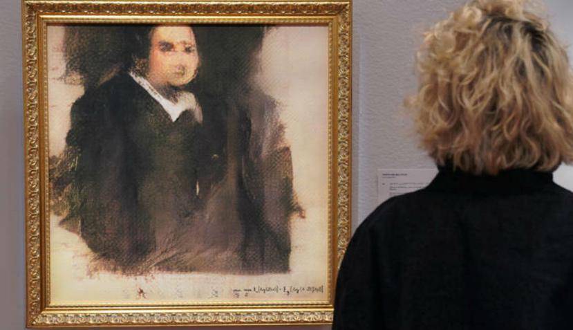 El retrato lleva como firma un algoritmo, el cual se puede apreciar en la parte inferior de la pintura. (Christie's Auctions)