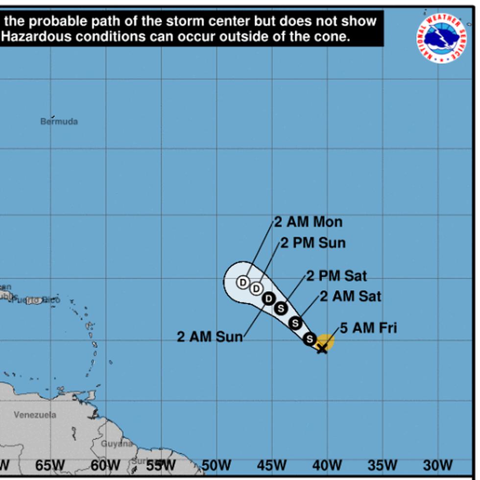 Posible ruta de la tormenta tropical Sean.