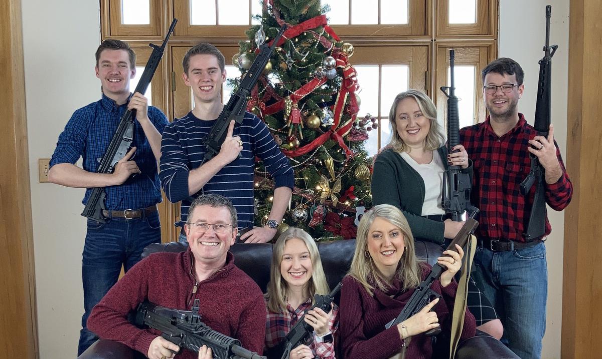 The controversial Christmas postcard of a congressman wherein he seems  armed together with his household  Daily News Day