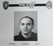Ficha de Eric Pagán Correa suministrada por el Negociado de la Policía.