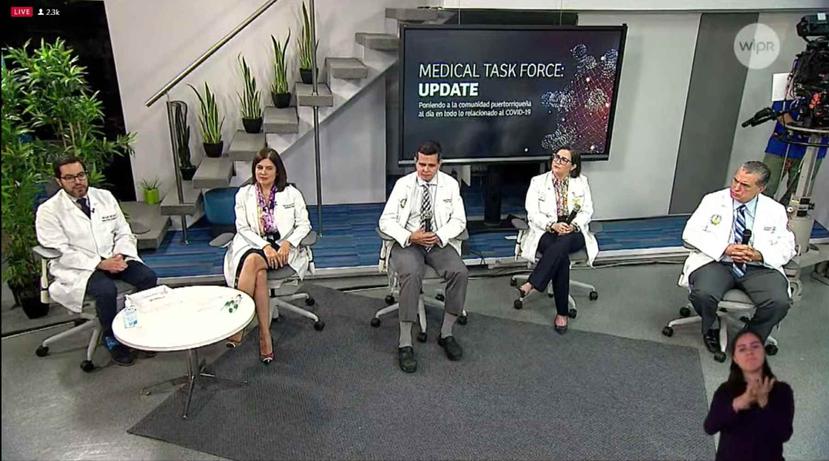 Task force de médicos nombrados por Wanda Vázquez para atender la emergencia del coronavirus en Puerto Rico. (Captura de pantalla)