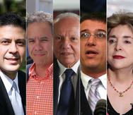 De izquierda a derecha, los exsecretarios de la Gobernación Víctor Suárez, Miguel Romero, César Miranda, Juan Carlos Blanco y Sila María Calderón. (Fotomontaje GFR Media)