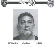 Ficha de Hiram Morales Negrón suministrada por el Negociado de la Policía tras ser arrestado el 12 de agosto de 2021.