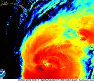 Imagen infrarroja del huracán Ian.