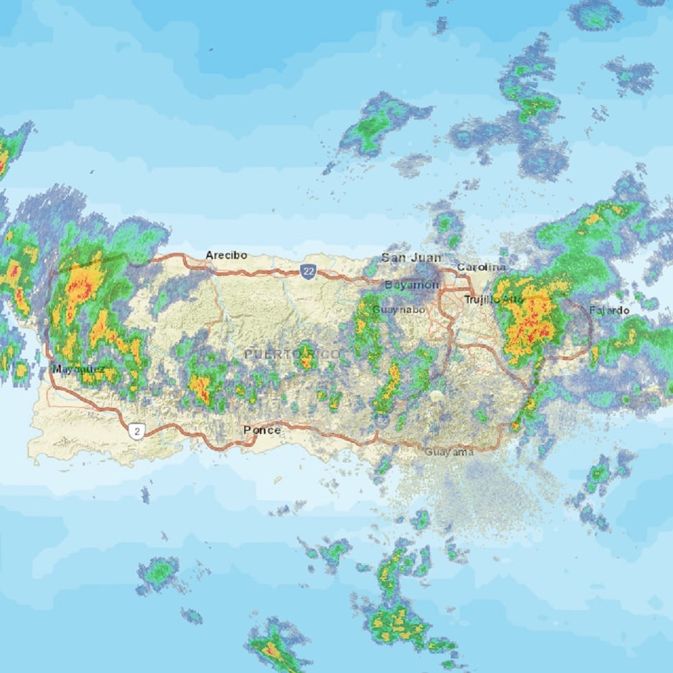 Captura de la imagen de radar del SNM que muestra el sistema de lluvias.