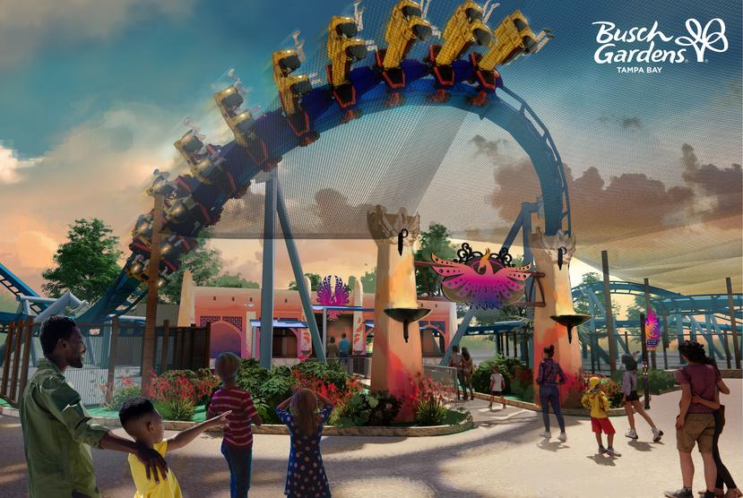 “Phoenix Rising” será la décima montaña rusa del parque Busch Gardens, que estará en la zona de Pantopia.