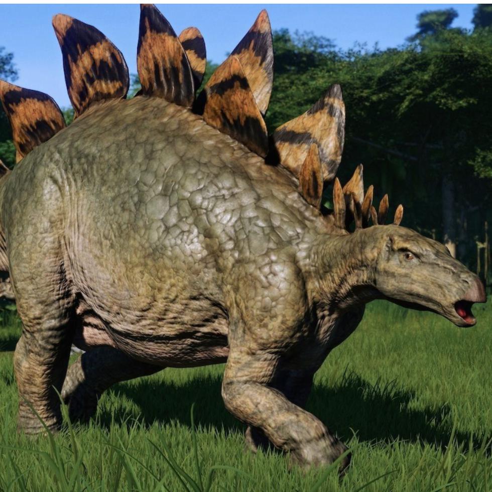 La foto muestra el modelo del Stegosauro que podrá observarse en el parque.