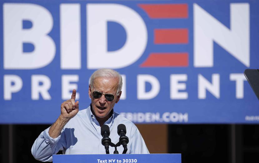 El precandidato presidencial demócrata y exvicepresidente Joe Biden durante un evento de campaña. (AP/John Locher)