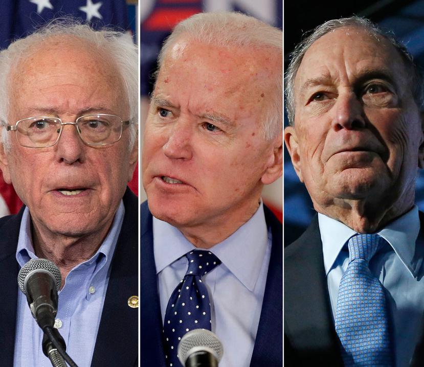 Bernie Sanders, Joe Biden y Michael Bloomberg. (AP)