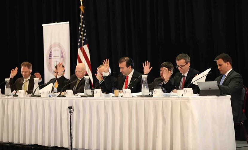 La Junta de Supervisión Fiscal en una de sus reuniones. (GFR Media/Archivo)