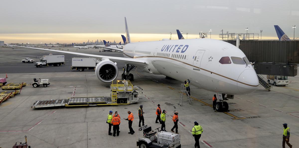 Un Dreamliner 787-10 arriba al Aeropuerto Internacional de Newark, Nueva Jersey, 7 de enero de 2019.