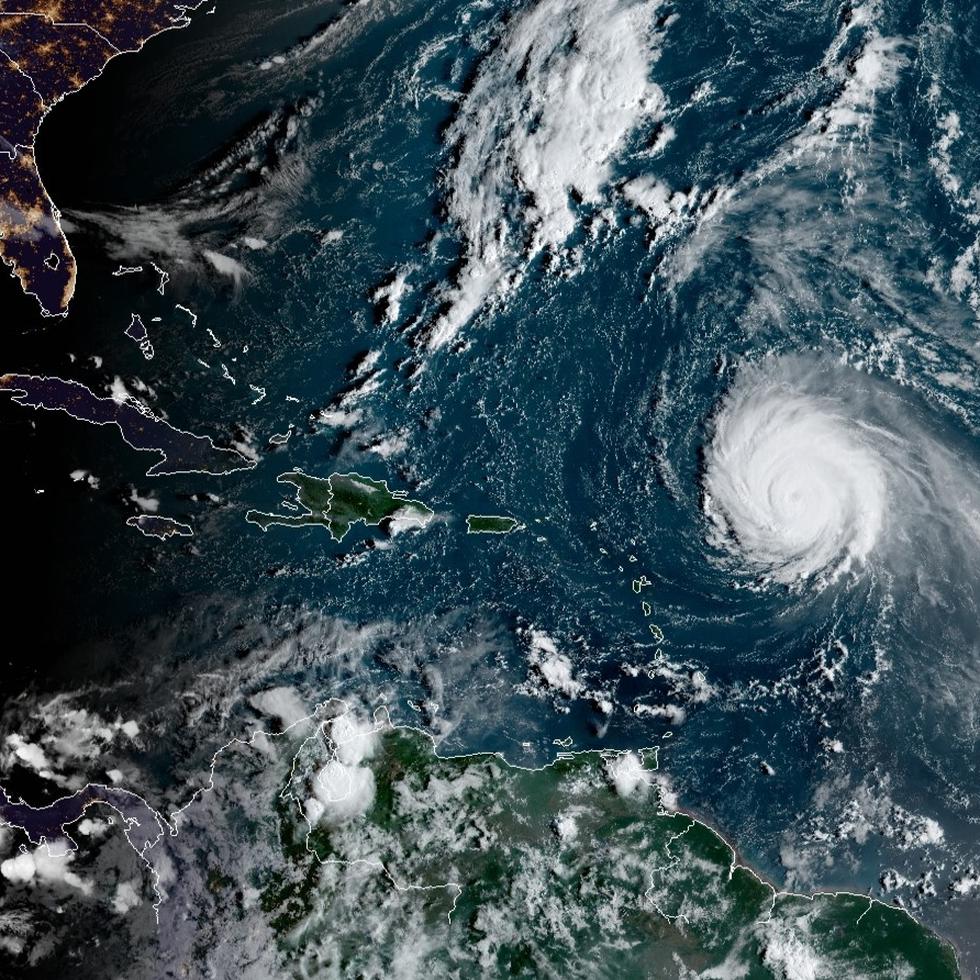 Imagen de satélite en la que se observa el huracán Sam al noreste de las Antillas Menores durante la mañana del 29 de septiembre de 2021.