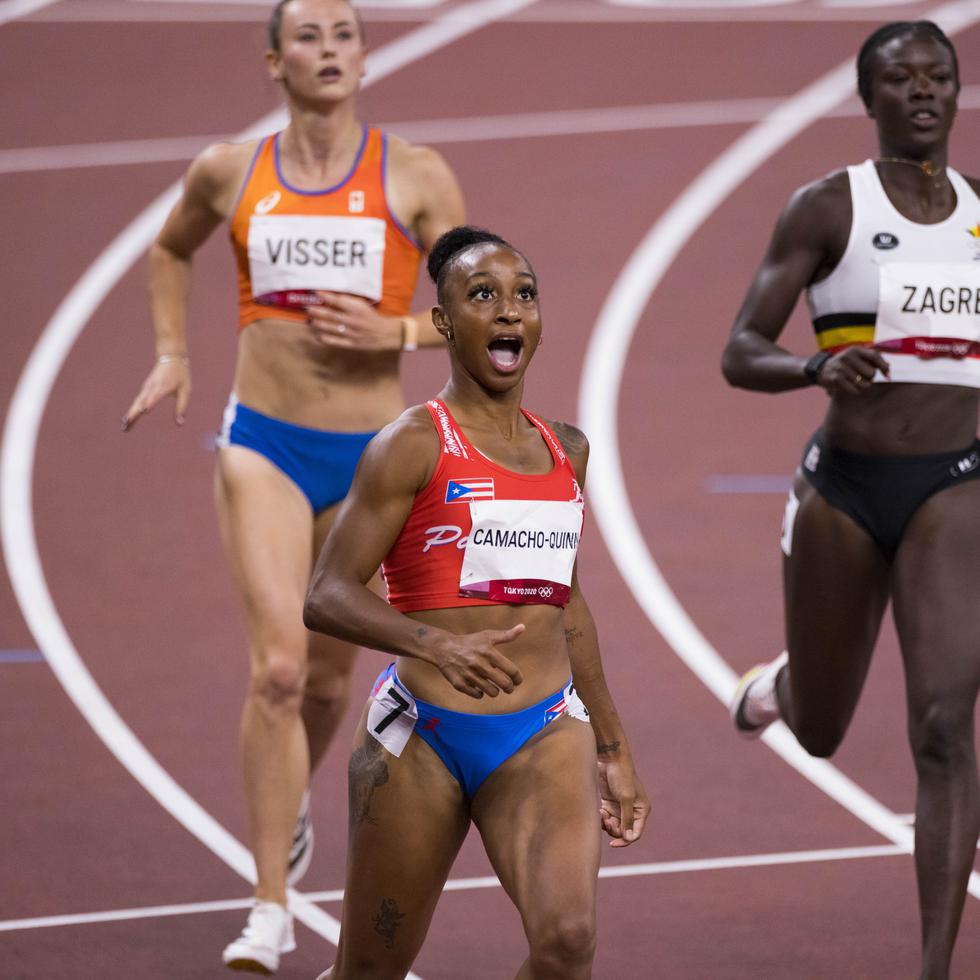 Jasmine Camacho-Quinn impuso una marca olímpica en Tokio en los 100 metros con vallas con 12.26 segundos en la ronda semifinal. El récord mundial es de 12.20 segundos.