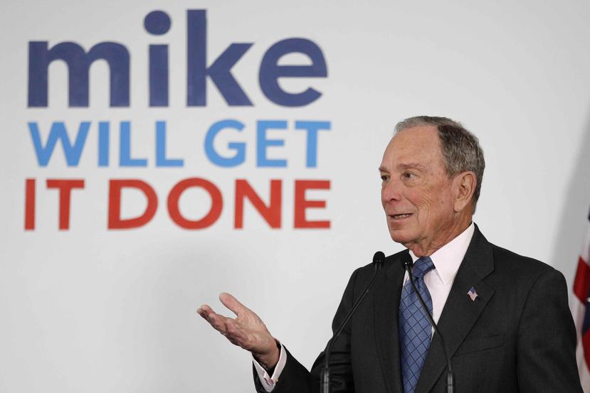 El exalcalde de Nueva York Michael Bloomberg en un evento de campaña en Scarborough, Maine. (AP/Robert F. Bukaty)