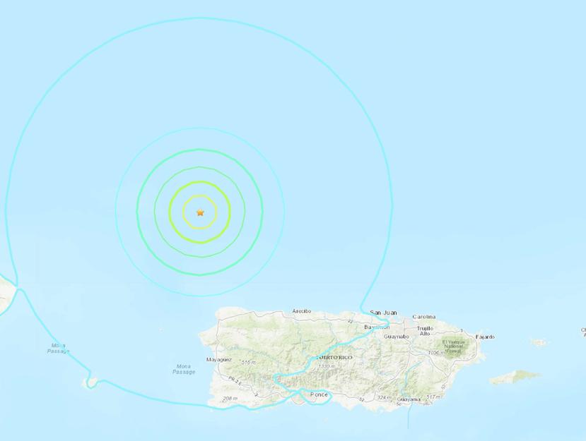 De acuerdo a la Red Sísmica de Puerto Rico, el temblor alcanzó una magnitud de 6.4. (USGS.gov)