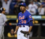 New York Mets relief pitcher Edwin Diaz celebrates the team's 5-4 win over the Milwaukee Brewers in a baseball game Thursday, June 16, 2022, in New York. (AP Photo/Frank Franklin II)