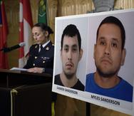 La Policía de Canadá compartió durante una conferencia de prensa fotos de Damien Sanderson y Myles Sanderson, sospechosos de haber apuñalado a varias personas.