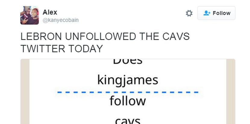 El usuario @kanyecobain fue el primero en tuitear sobre la movida de James. (Captura / Twitter)