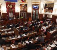 Los legisladores debaten una ley que otorgaría una amnistía al expresidente Evo Morales, en la Cámara de Diputados en La Paz, Bolivia. (AP / Juan Karita)