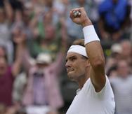 Rafael Nadal celebra tras derrotar a Taylor Fritz en los cuartos de final del torneo de Wimbledon'.