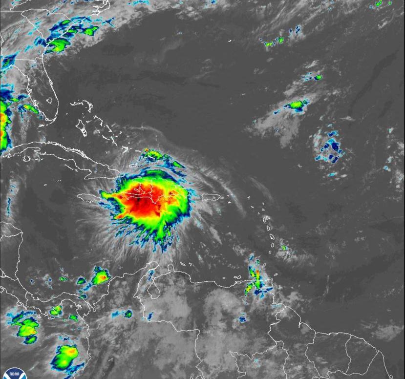 Imagen de satélite de la tormenta tropical Laura sobre Haití y República Dominicana.