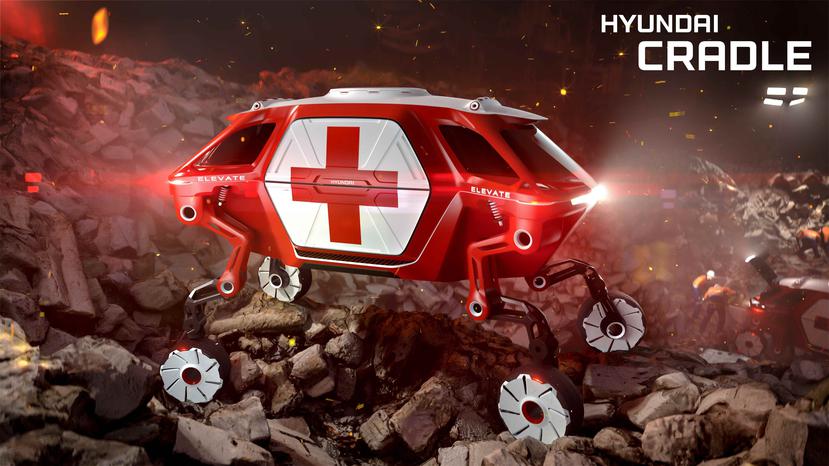El concepto “Elevate” de Hyundai en acción tras un terremoto.