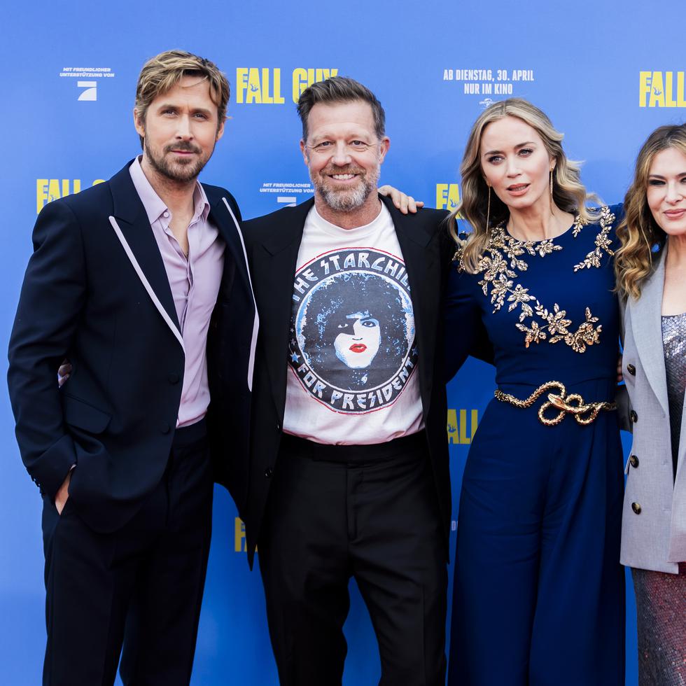 Ryan Gosling, el director David Leitch, Emily Blunt y la productora Kelly McCormick.