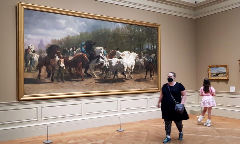 Fotografía de la obra "Feria de los caballos", pintada entre 1952 y 1955 por la artista alemana Rosa Bonheur, el 16 de junio de 2022, en el Metropolitan Museum, en Nueva York (Estados Unidos). EFE/ Jorge Fuentelsaz
