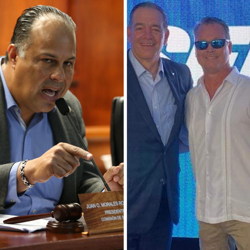 A la izquierda, el representante Juan Oscar Morales. A la derecha, Segismundo Gutiérrez junto al senador renunciante Henry Neumann.
