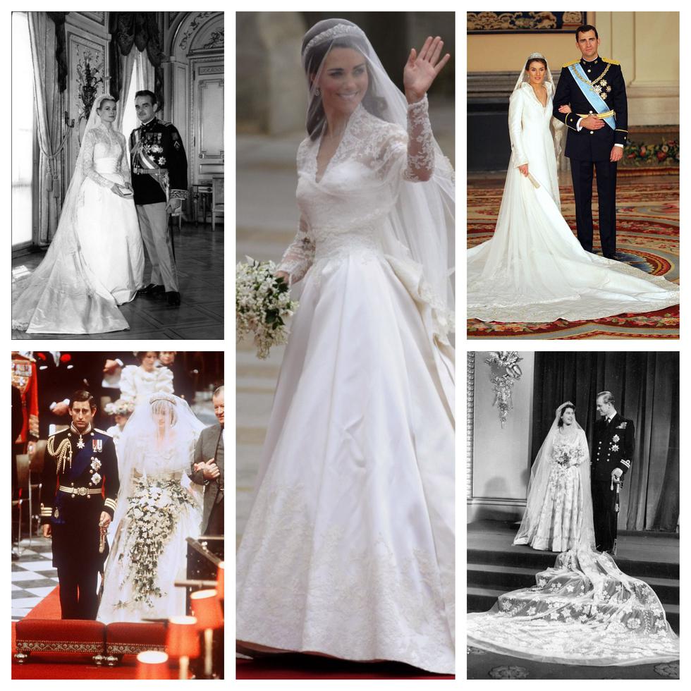 Cinco de los vestidos de novia más memorables de las casas reales de diversas partes del mundo.