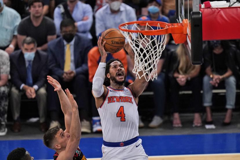 Derrick Rose es el líder anotador de los Knicks (24.3 puntos) en los tres partidos jugados contra Atlanta en la serie de primera ronda de los playoffs de la NBA.