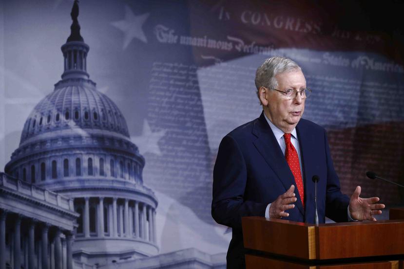 El líder de la mayoría republicana del Senado, Mitch McConnell (Kentucky), ha indicado que es muy temprano para pensar en una nueva legislación de estímulo económico. (AP / Patrick Semansky)