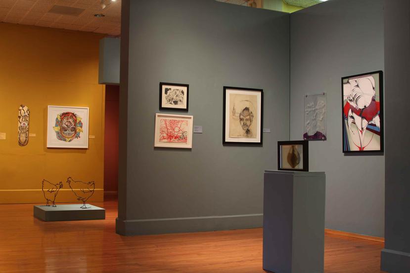 Vista parcial de la exposición “Línea Dura: Muestra de dibujo contemporáneo en Puerto Rico”. (Suministrada)