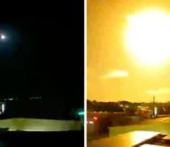 Capturas de video del avistamiento de un meteoro.