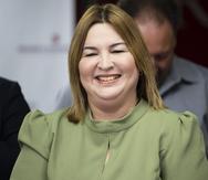 Migdalia González durante la conferencia de prensa.