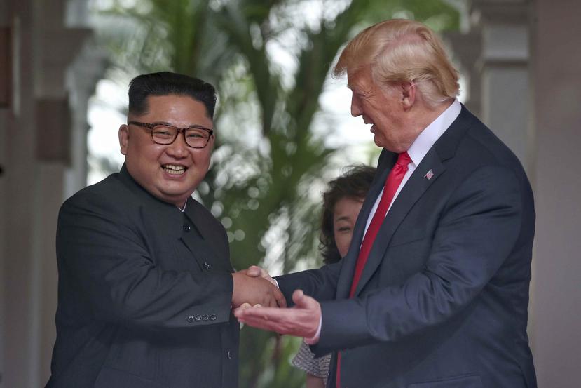 El presidente de Estados Unidos, Donald Trump, durante su cumbre con el líder norcoreano Kim Jong-un. (AP)